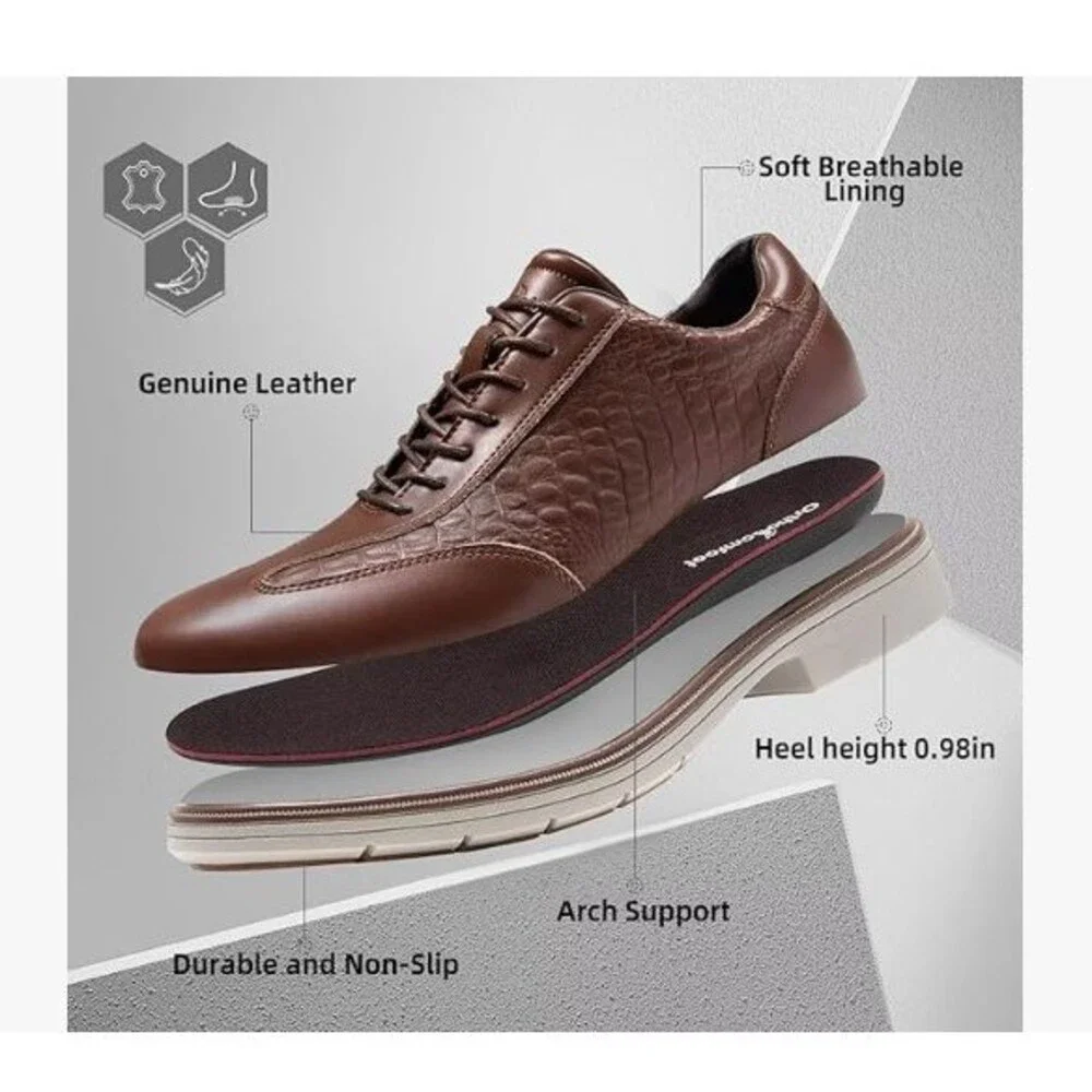 OrthoComfoot Mens Orthopedic Leather Dress Walking Shoes Dark Brown Size 12
